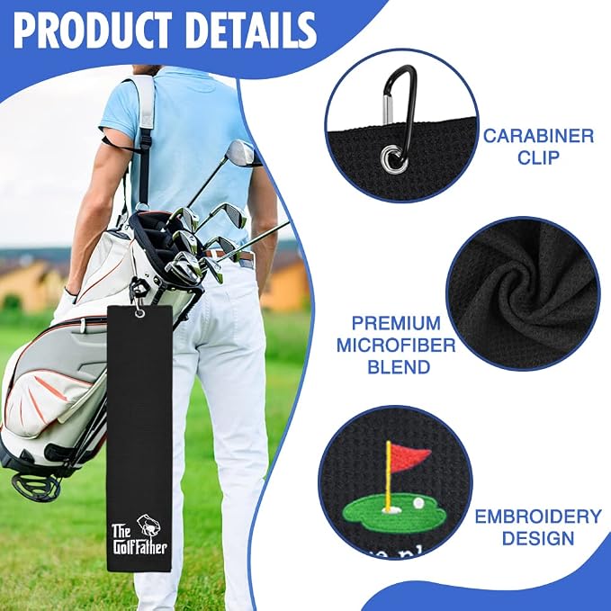 Hafhue The GolfFather Funny Golf Towel, Golf Gifts for Men Women, Golfer Accessories for Man or Women, Birthday Gifts for Golfs Fan, Retirement Gift for Men Dad Grandpa