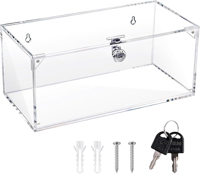 Fridge Medicine Lock Box with Keys, 5mm Thick Acrylic Lockable Medicine Box for Refrigerator Wall Mount Clear Medicine Insulin Storage Box