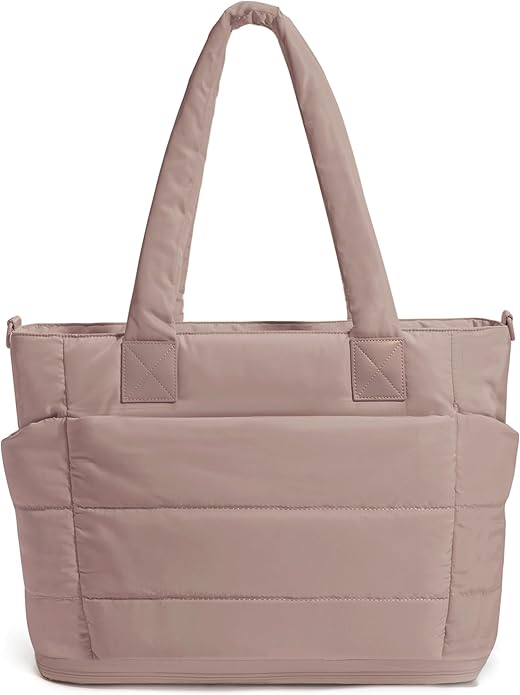 Puffer Tote Bag for Women Quilted Nurse Bag Lightweight Work Bag for Teacher Travel Handbag with Multiple Pockets