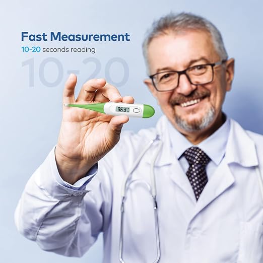 Boncare Rectal Thermometer for Baby 2 Packs (Light Blue+Green) | Digital Thermometer with 10 Seconds Fast Reading