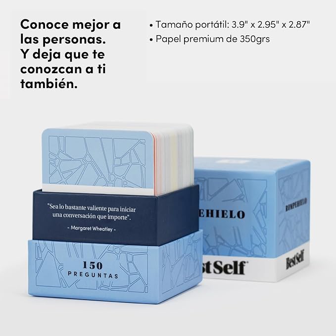 BestSelf Rompehielo (Icebreaker Spanish) – 150 Prompt Conversation Cards - Ice Breaker Game for Creating Real Conversations, Building Connections - Perfect Playing Cards for Friends, Family, Dates
