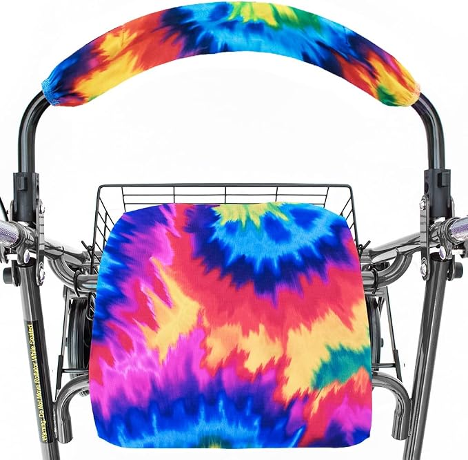 Top Glides Universal Rollator Walker Seat and Backrest Covers (Tie-Dye)