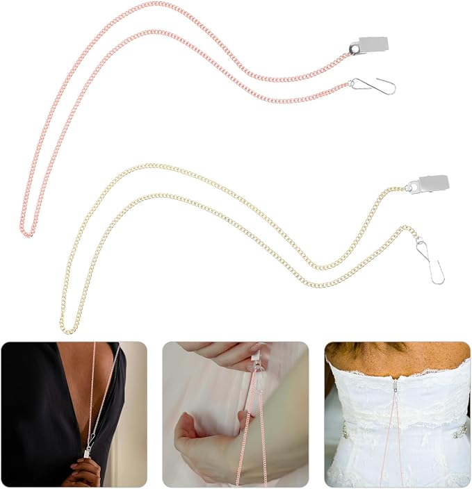 2pcs Women Zipper Puller Tool with Hook, Universal Zipper Assistance Chain for Dresses and Boots, Portable Dressing Aid for Easy Unzipping and Button Pulling