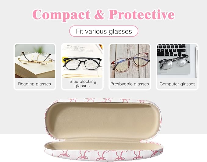 MoKo Hard Shell Eye Glasses Case, PU Leather Eyeglasses Cases with Cloth