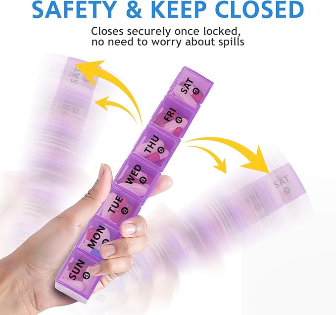 2-Pack Large Weekly Pill Organizer,Vitamin Pill Box Organizer 7 Day with Big Compartments, Am Pm Pill case for Travel,XL Medicine Organizer 14 Day for Fish Oils, Vitamin Holder Supplement