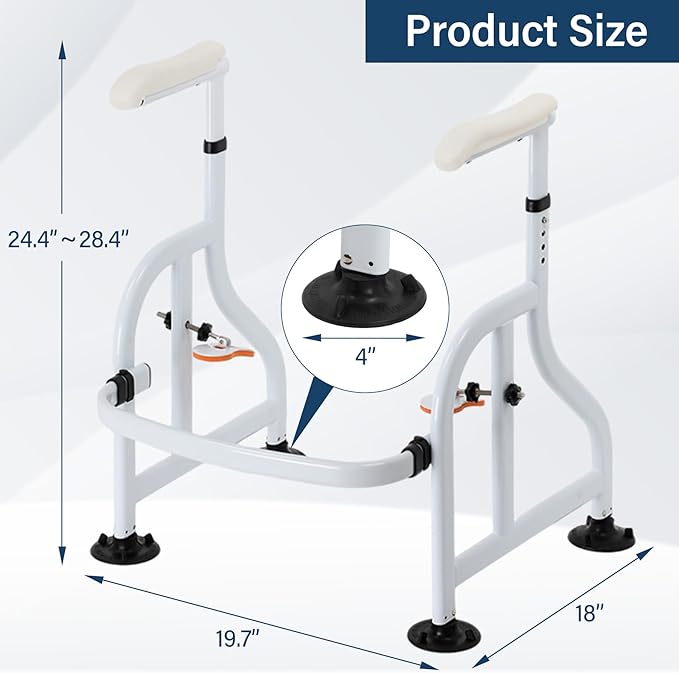 Toilet Safety Rails with Adjustable Handrails, 350 Lbs Weight Capacity Metal Toilet Rails, Toilet Safety Frame for The Elderly, Pregnant Woman, Patient