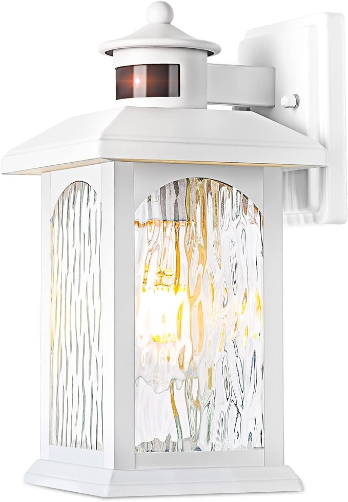 FILIYANO White Motion Sensor Outdoor Wall Lantern, Dusk to Dawn, 1 Pack | Anti-Rust, Waterproof Exterior Sconce, Outside Fixture with 3 Modes, Coastal Coach Light for Front Door, Garage, Porch, Patio
