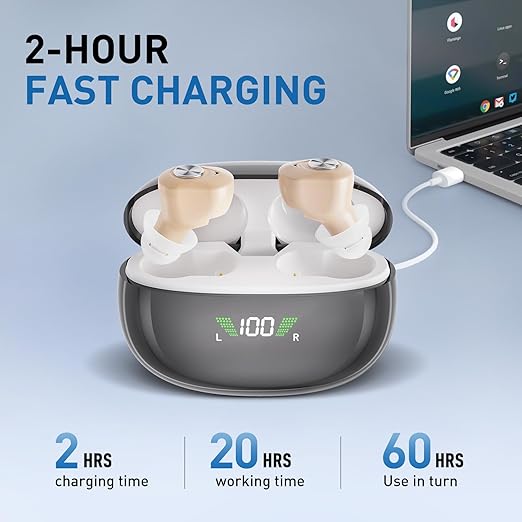 Scian Rechargeable Hearing Aids for Seniors - AI Noise Cancelling,35dB Amplification,16-Channel Digital Chip,Invisible Design,Fast Charging,Easy to Use for Mild to Moderate Hearing Loss Adult