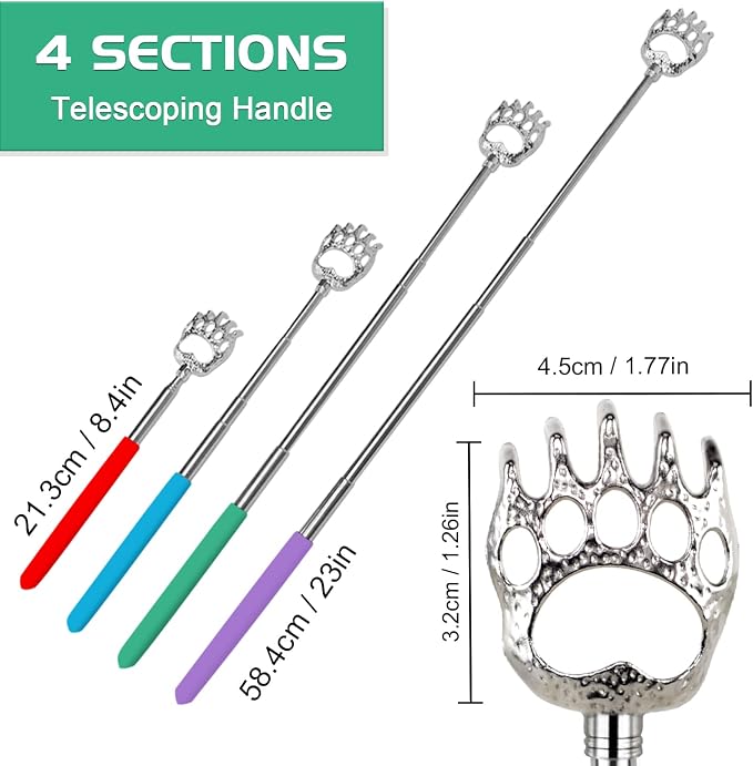 HOFASON 4 Pack Bear Claw Back Scratcher, Stocking Stuffers for Adults Men Women Teens, Easter Basket Stuffers for Teens, Fathers Mothers Day Dad Gift, Christmas Bulk Small Gifts, White Elephant Gifts