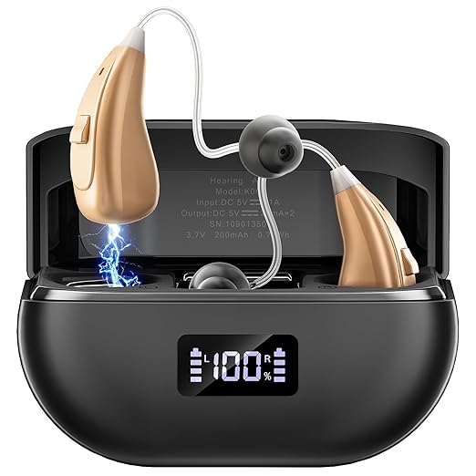 OTC Hearing Aids for Seniors & Adults, Hearing Aids with Noise Cancelling and 5-Level Volume Control, Hearing Amplifier with Ergonomic Comfort Fit, Easy to Use and Delivers Clear Sound