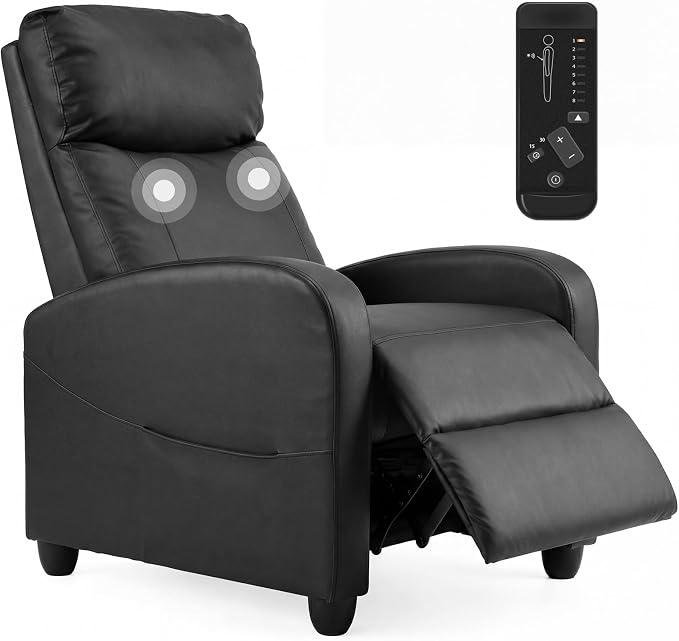 Massage Recliner Chair, Recliner Sofa Fabric for Adults, Recliners Home Theater Seating with Lumbar Support, Reclining Sofa Chair for Living Room, Ink