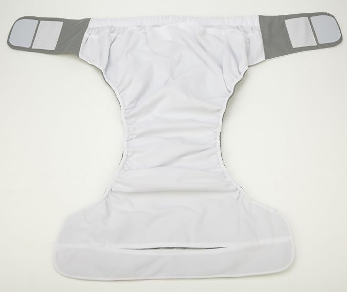Large Teen Adult Cloth Diaper Nappy Reusable Washable for Disability Incontinence with Hook and Loop for Men (Grey (Large 26in to 50in))