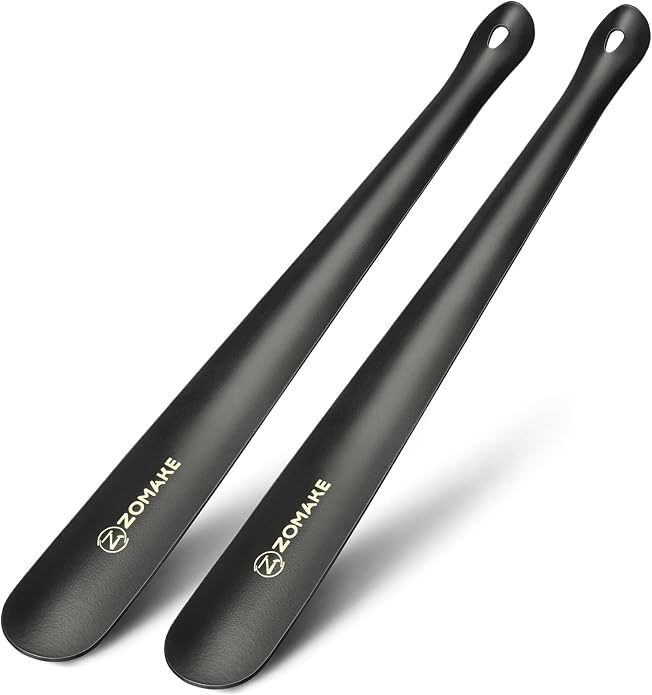 ZOMAKE Shoe Horn Long Handle for Seniors Men Women,Metal Long Shoehorn for Boots,16.5" Shoe Spoon Helper