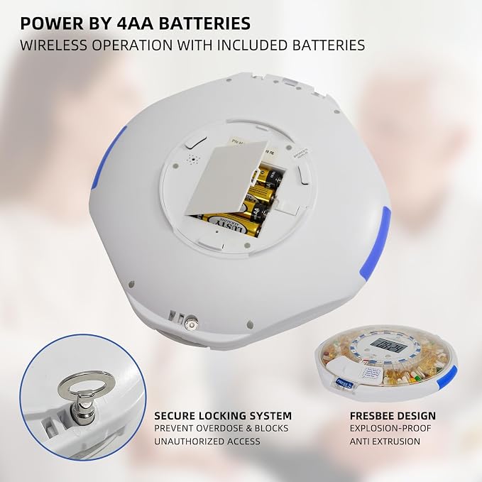 Bluetooth Automatic Pill Dispenser with Safety Lock for Seniors | App/Audio/Visual Alerts, Tracks Adherence History, Up to 9 Alarm/Day, 28-Day Medication Organizer for Dementia & Chronic Care