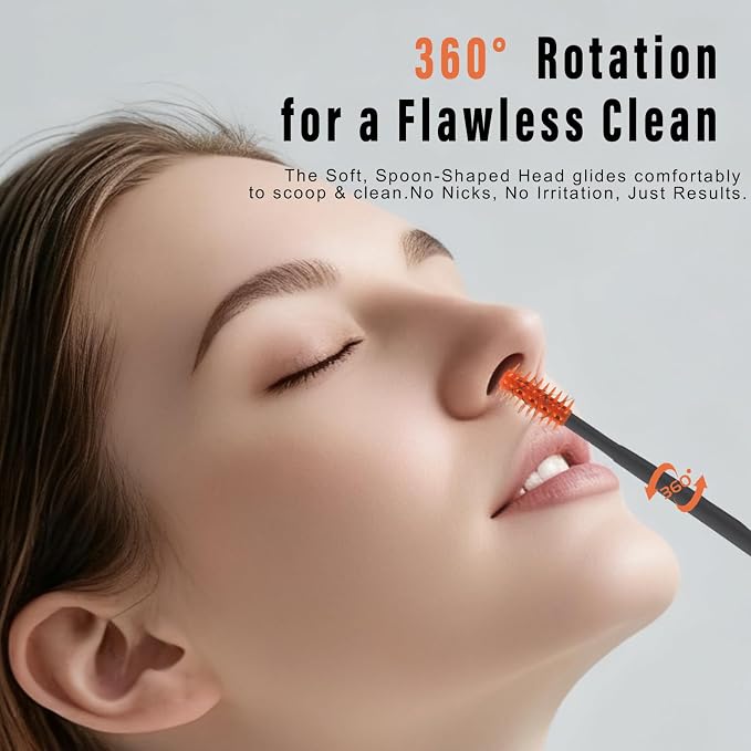 New 2026 Upgraded Staggered Blades Nose Hair Trimmer - Pain-Free & Efficient Nostril Hair Remover for Men and Women, Manual 360°Rotation with Soft Cleaning Brush (4-Pack) Brown