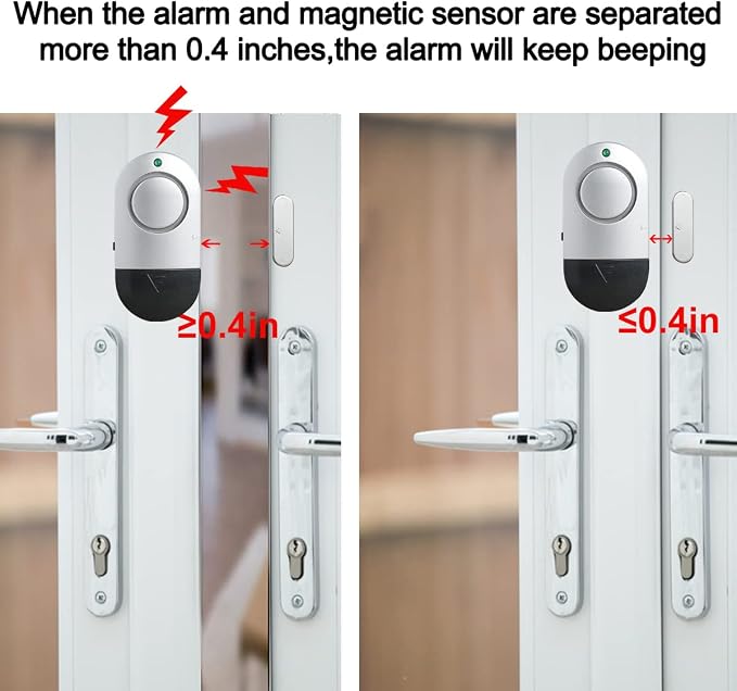 Window Alarm Sensors, Door Alarms for Home Security,120 DB Pool Door Alarm for Kids Safety (8 Pack)