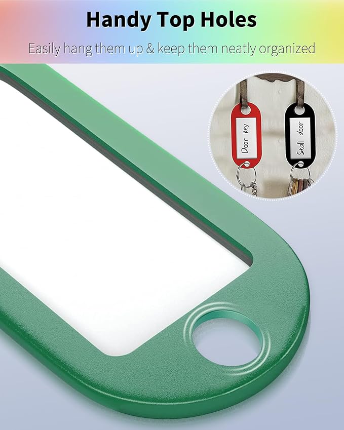 Uniclife 30 Pack Key Tags with Blank Labels, Clear Windows & Split Rings | 2 styles of key tags with writable blank paper labels and clear covers keep labels protected, visible and easy to identify