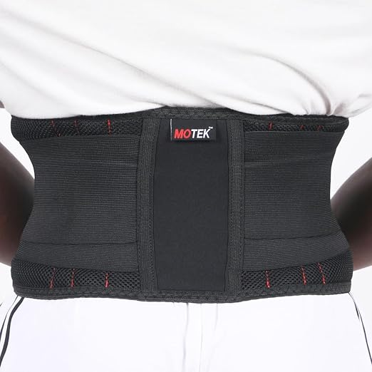 MOTEK Back Support Brace for Men & Women (Medium 28-36") | Breathable Material, Lightweight Support, Dual Adjustable Straps | Lower Back Pain Relief | Lumbar Support