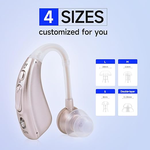 Compact, portable noise-canceling Hearing Amplifier, rechargeable, delivers clear all-around sound（Silver）