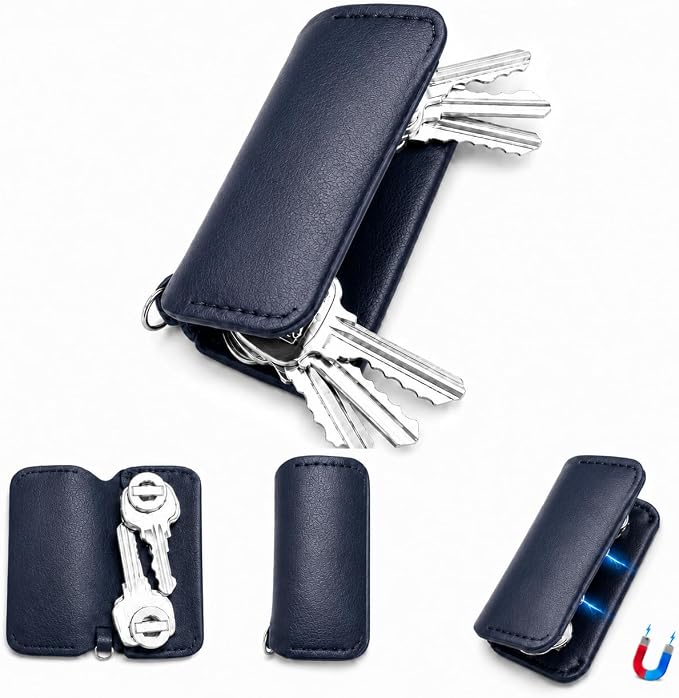 Key Organizer Compact Key Holder Leather Keychain Minimalist key case key holder for keychain Secures 2-8 Keys