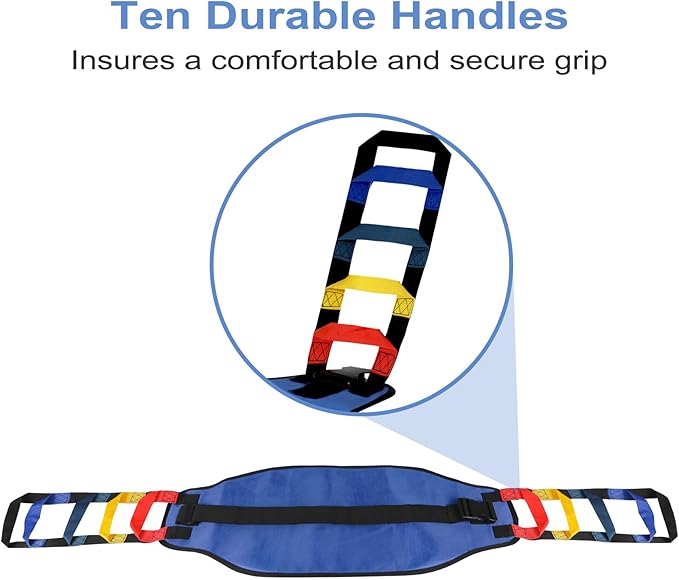 Transfer Sling, Transfer Belt Gait Belts for Seniors, Heavy Duty Patient Lift Belt with Straps, Mobility Standing and Lifting Belt for Elderly, Disabled, Injured-Safely Move from Bed and Wheelchair