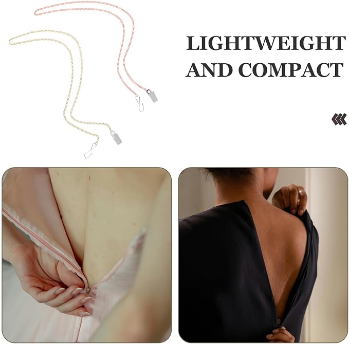 2pcs Women Zipper Puller Tool with Hook, Universal Zipper Assistance Chain for Dresses and Boots, Portable Dressing Aid for Easy Unzipping and Button Pulling