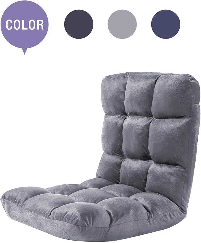 Indoor 5-Position Adjustable Floor Chair with Back Support Folding Padded Gaming Sofa Chair, Lounge Chair for Adults Video Gaming, Perfect for Meditation, Reading QL050-GR