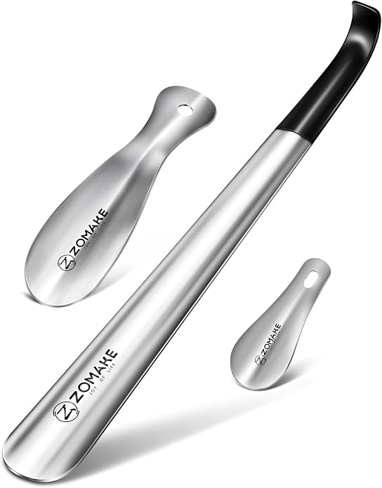 ZOMAKE Shoe Horn Long Handle for Seniors Men Women,Metal Long Shoehorn for Boots,16.5" Shoe Spoon Helper