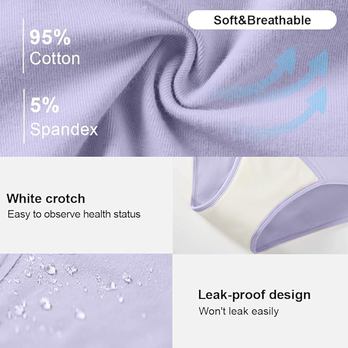 Battewa Incontinence Underwear for Women Absorbent 40ml Multicolor M | mid-waist panties,reusable,bladder leak protective briefs,pee proof,waterproof,40ml absorbent for Light to moderate leaks