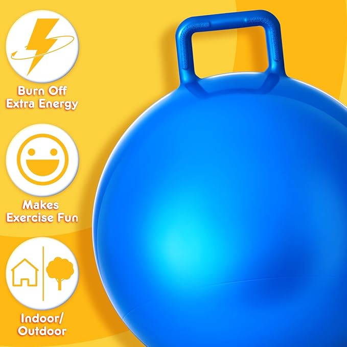 Lewtemi 5 Pcs Hopper Ball 22 Inch Outdoor Games Jumping Hopping Inflatable Bouncing Ball with Handle and Air Pump for Kids Adults Sport Field Playground Exercise Obstacle Course