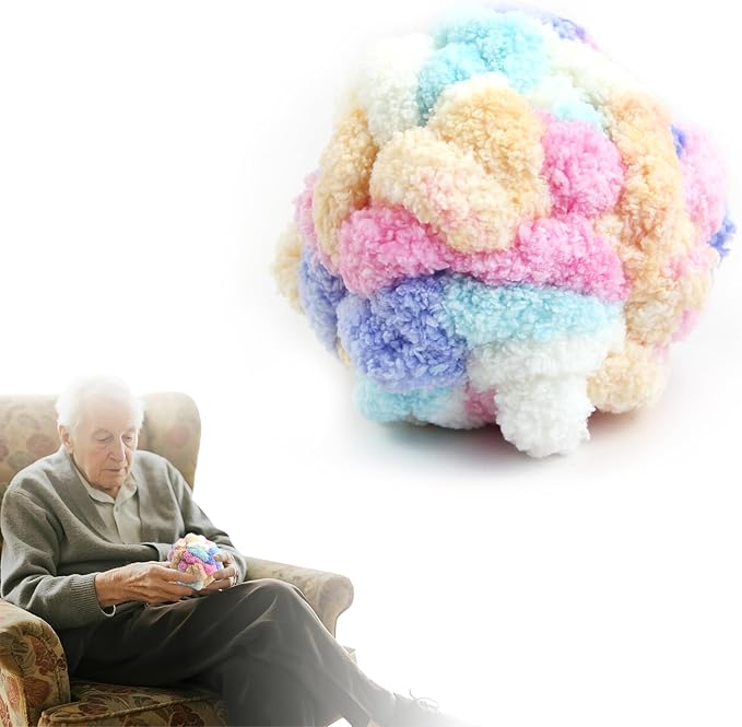 Sensory Ball for Anxiety Relief and Alzheimer's Dementia - Squeezeable Fidget Ball for Alzheimer's Dementia, Autism, ADHD, Bouncy Ball for Skin Pickers and Special Needs (Colorful)