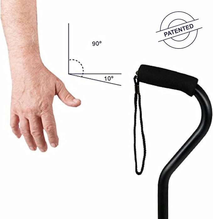 KMINA Heavy Duty Walking Cane, Adjustable Canes for Men and Women, Seniors with Foam Padded Offset Handle, Made in Europe