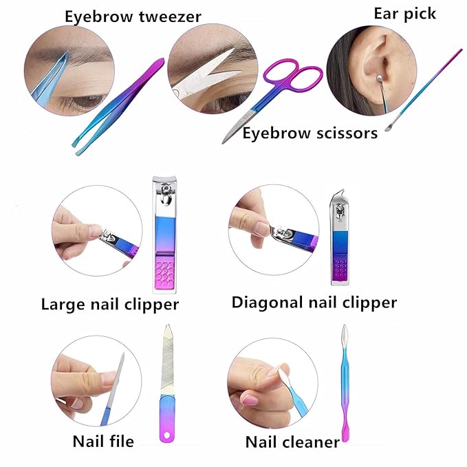 Manicure Set Nail Clipper Set Women Men Travel Manicure Kit Nail Clipper Kit Personal Care Tools with Case Manicure Pedicure Tools Grooming Kit Valentine's Day Gifts for Women Men Teens Family Friends