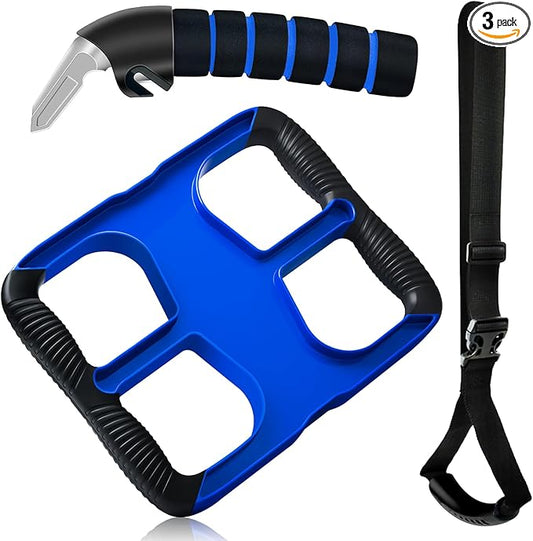 3pc Elderly Mobility Independence Assist Kit: Portable Lift Standing Aid, Car Door Assist Handle for Elderly & Adjustable Handrail Strap for Seniors, Disabled, Handicap & Pregnant to Convenient Travel