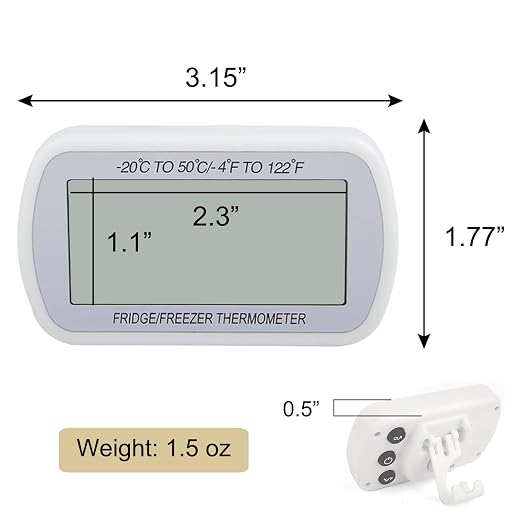 AEVETE 6 Pack Waterproof Digital Refrigerator Thermometer Large LCD, Freezer Room Thermometer with Magnetic Back, No Frills Easy to Read | Fridge freezer room thermometer with magnetic Back, no Frills easy to read