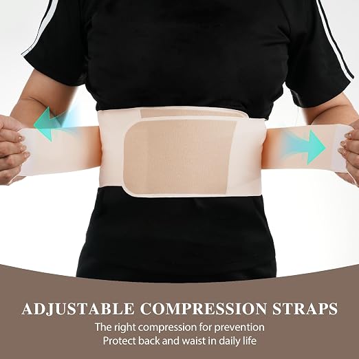 Back Brace for Support Lower Back/Relief Back Pain, Breathable Back Belt for Women & Men, Lightweight Under Clothes Lumbar Support Belt - XL Beige Fit for 165-198 Lbs