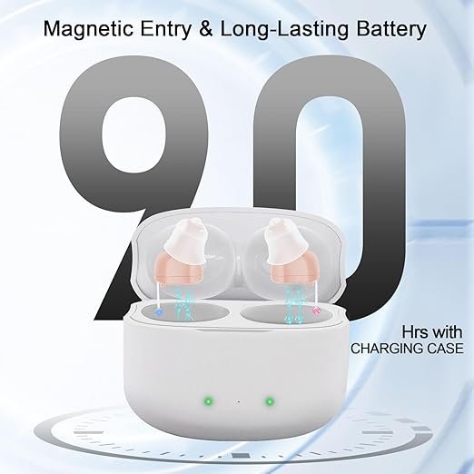 Rechargeable True Hearing Aids for Seniors Not Amplifiers Hearing Loss with Noise Cancellation 16 Channel Digital & Invisible Design with Charging Box