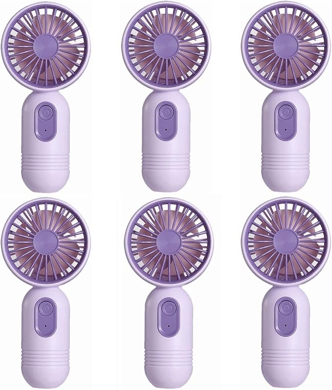 JODNO Mini Portable Fan 6 Pack, Cute Handheld Battery Operated Lightweight Small Personal Fans with 3 Speeds and USB Rechargeable Eyelash Fan for Women Men Office Outdoor Travel Camping