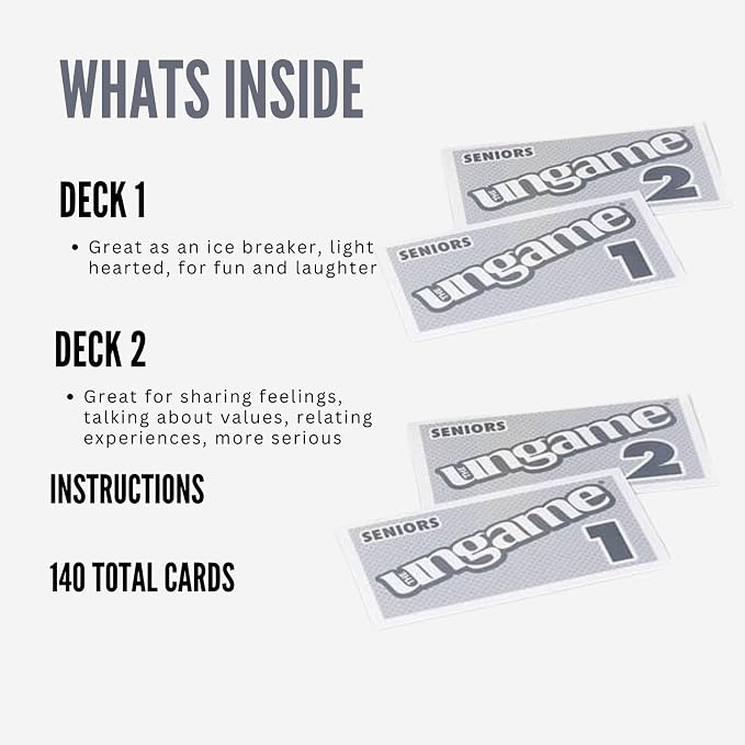Pocket UNGAME - Seniors Edition - Non-Competitive Card Game for Seniors to Discuss, Share Values & self Express - Take a Walk Down Memory Lane - Age 55+
