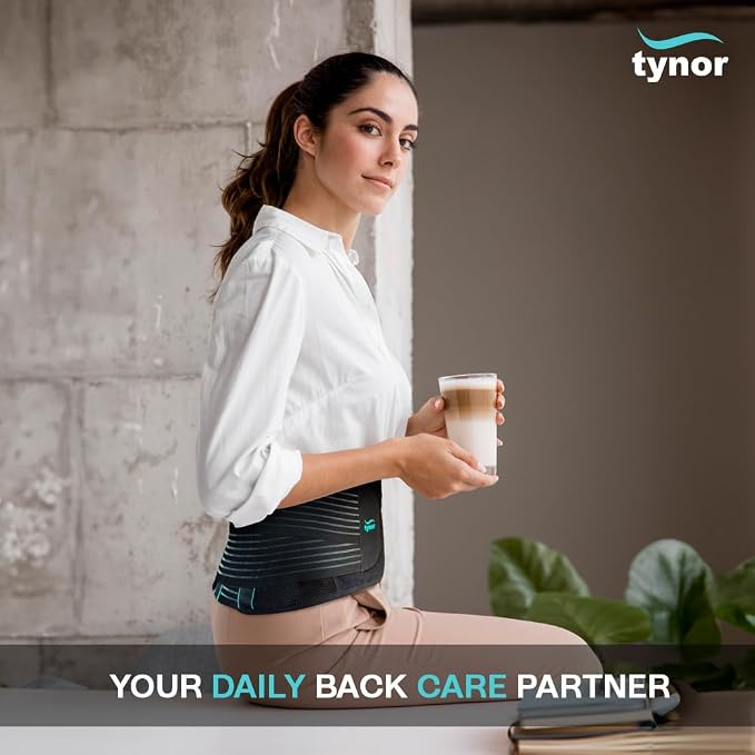 TYNOR Back Brace for Lower Back Pain with Lumbar Pad for Men & Women, Breathable Lumbar Support Brace with Adjustable Straps for Herniated Disc, Scoliosis & Lifting (XL, Premium Black)