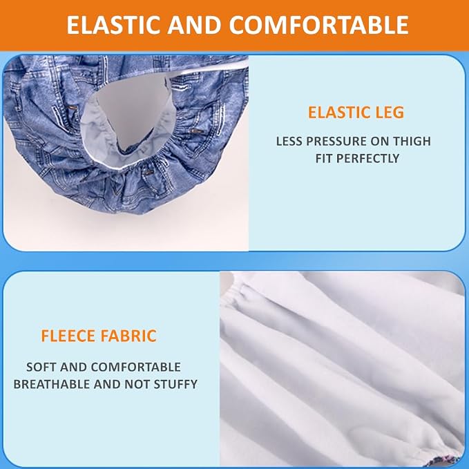 WEEOATAR Unisex Reusable Adult Cloth Diaper,Washable Swim Nappies,Adjustable Incontinence Pocket Diaper with Magic Stickers,Protective Underwear for Seniors,Disability,Postpartum(Leaf) One Size