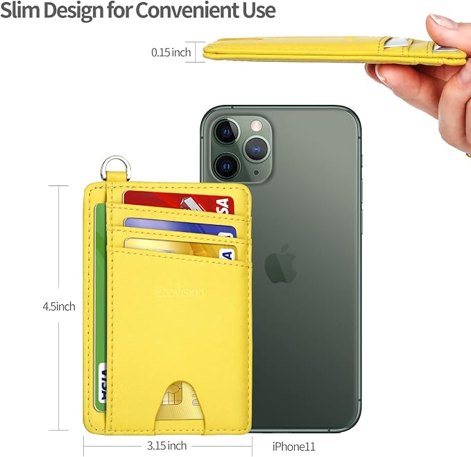 Slim Minimalist Front Pocket Wallet, RFID Blocking Credit Card Holder Wallet with Detachable D-Shackle for Men Women