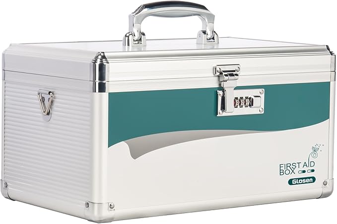 Glosen Medicine Lock Box with Combination Lock,Medication lock box【Extra Large16 x 9.25 x 7.5 Inch】 medicine safe lock box,medical box organizer