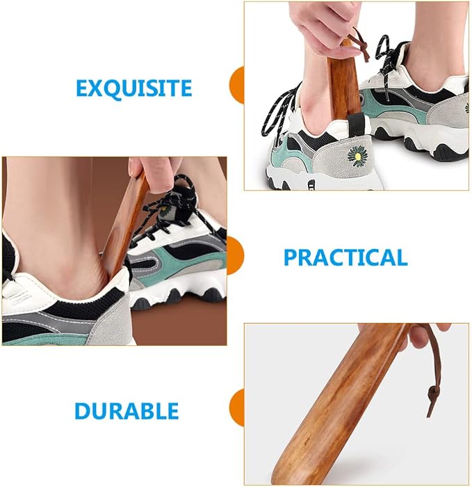 Wooden Shoe Horn for Seniors - Long Handle Shoehorn for Easy Wearing Portable and Convenient Accessory for Elderly and Adults 7.55 X 1.45 X 0.15 Inches