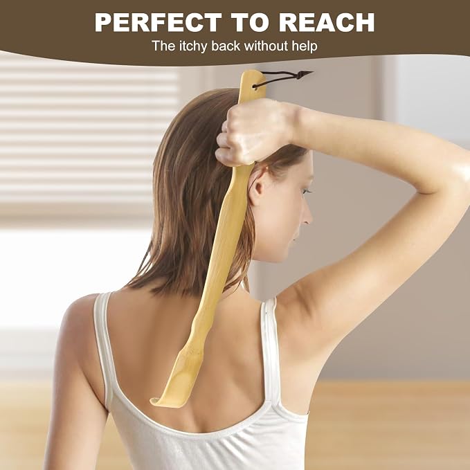 YIMICOO 3 Pack Wooden Back Scratcher, 17 Inch Curved Long Handle Bamboo Back Scratchers Ideal Gifts for Adults Men Women, with Beautiful Gift Packaging