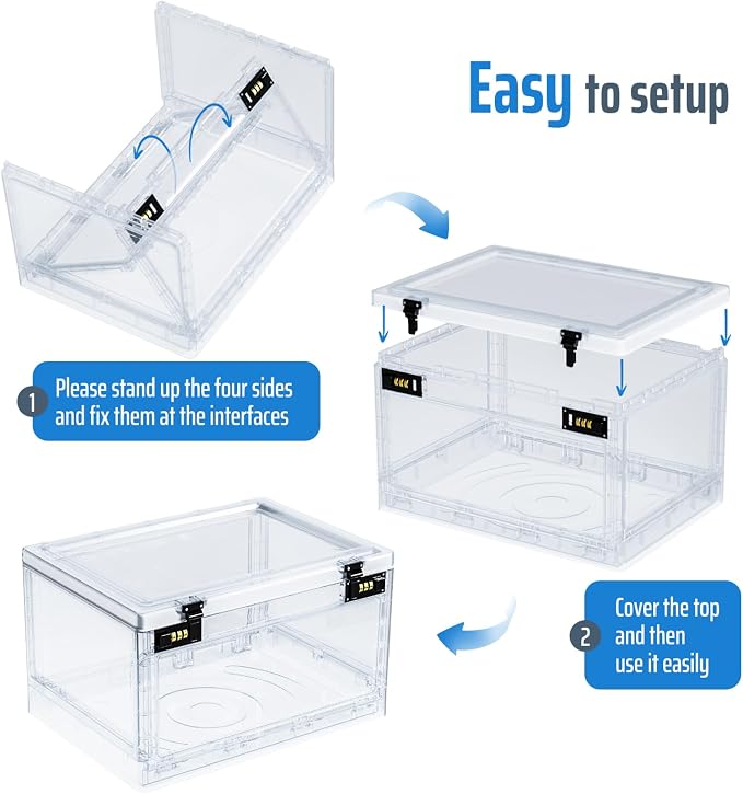 Lock Box with Locker,Lockbox for Office,School,Home Personal Items Safe,Medicine Lockable Cabinet,Food Snacks Container,Files Documents Organizer,Kids Proof Prize Box (Clear)