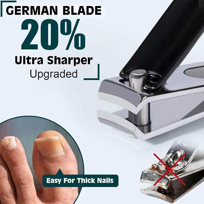 Nail Clippers Set, Fingernail and Toenail Clipper Cutters Kit | Ultra Sharp All-IN-ONE Kit: 15% Thicker Premium Sturdy Podiatrist Toe Nail Care Tools. Perfect Grooming Gifts with Case