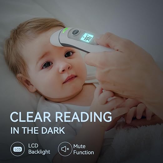 Ear and Forehead Thermometer for Adults & Kids, 1s Accurate Result | Fever Alarm, 1S Result, 3-Color Backlight LCD Display, Mute Mode, 35 Memory Recalls, Ear/Forehead/Object Mode, ℉/℃ Swichable