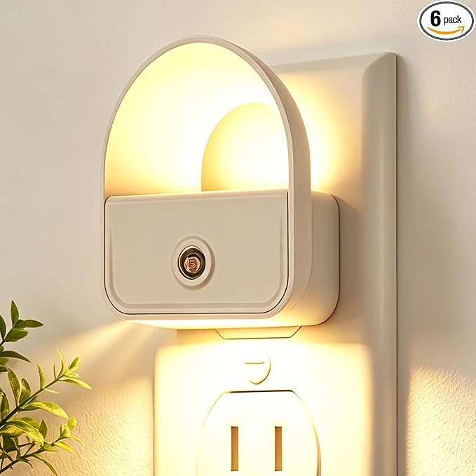 6 Pack Night Light Plug in, LED Nightlights with Smart Dusk to Dawn Nightlight, Plug into Wall Nightlights Suitable for Bedroom, Bathroom, Hallway, Kitchen, Stairs (Warm White)