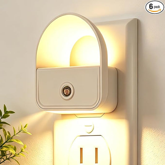 6 Pack Night Light Plug in, LED Nightlights with Smart Dusk to Dawn Nightlight, Plug into Wall Nightlights Suitable for Bedroom, Bathroom, Hallway, Kitchen, Stairs (Warm White)